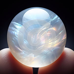 Radiant moonstone cabochon with milky white appearance an adula