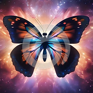 A radiant, nebula-born butterfly with wings that emit cosmic energy, fluttering through the astral garden1