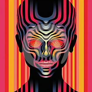 Radiant Neon Op Art: Detailed Science Fiction Illustration With Indonesian Art Influence