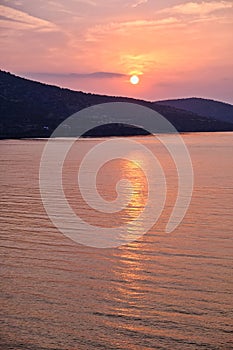 Radiant Orange Sunrise, Reflections in Sea, Greece