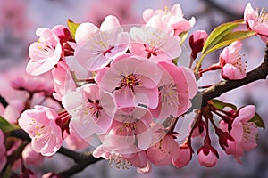 Radiant Pink cherry flowers. Generate Ai