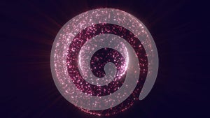 Radiant pink spherical shell made of luminous particles emitting soft cosmic light