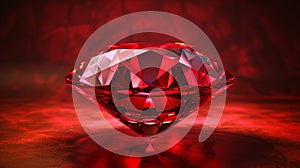 Radiant red diamond on a textured crimson background