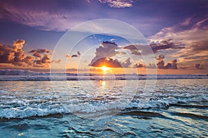 Radiant sea beach sunset photo