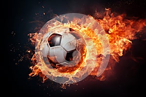 Radiant Soccer ball fire flame. Generate Ai