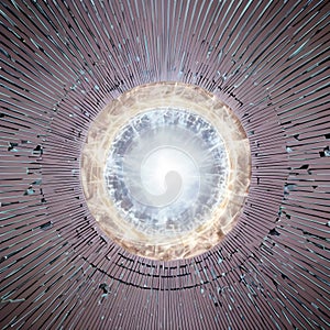 Radiant Sphere with Concentric Circle Structure in Abstract Design