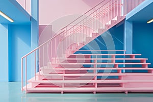 Radiant Spiral stairs pink sky. Generate Ai