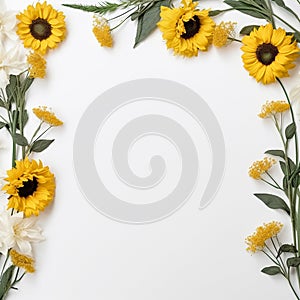 Radiant Sunflower Border Fresh White Canvas