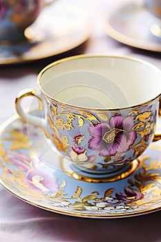 Radiant Tea Cup and Saucer - An Aristocratic Table Setting