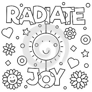 Radiate joy Coloring page. Vector illustration.