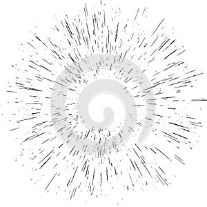 Radiating from the center burst light rays object element effect isolated. Abstract explosion or speed motion. EPS 10