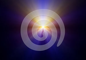 Radiating pattern featuring a central burst of light blending from