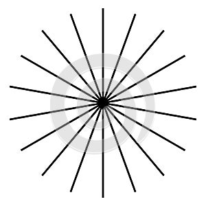 Radiating, radial lines. Starburst, sunburst shape. Ray, beam li