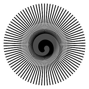 Radiating, radial lines. Starburst, sunburst shape. Ray, beam li