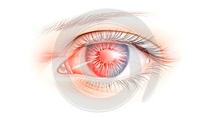 Red eye showing inflammation and pain symptom photo