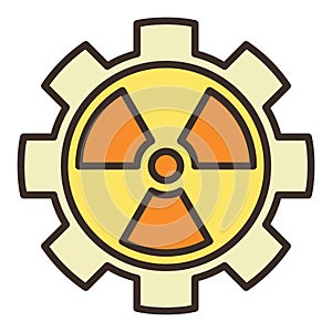 Radiation and Cog Wheel vector colored icon or design element