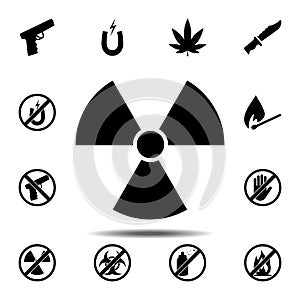 radiation, emitting, emanation, eradiation icon. Simple outline vector element of ban, prohibition, forbiddance set icons for UI photo