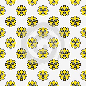 Radiation Gear vector Radioactive Zone colored seamless pattern