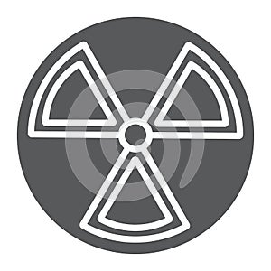 Radiation glyph icon, warning and symbol, hazard sign, vector graphics, a solid pattern on a white background.