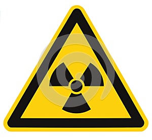 Radiation hazard symbol sign of radhaz threat alert icon, isolated black yellow triangle signage label macro, large detailed