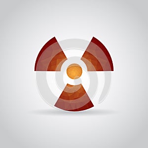 Radiation icon in polygonal style on a gray background