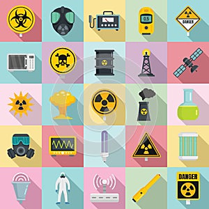 Radiation icons set, flat style