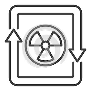 Radiation inside Arrows vector Nuclear Zone thin line icon or symbol