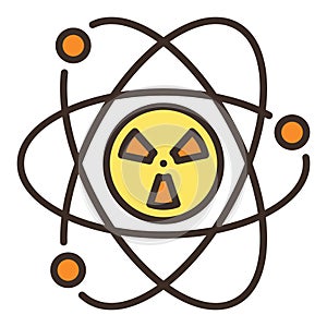 Radiation inside Atom vector colored icon or design element