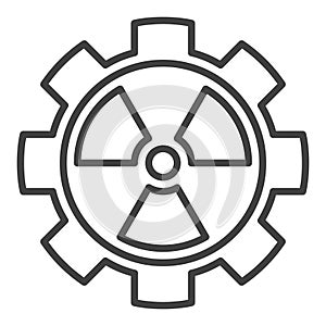 Radiation inside Gear vector outline icon or symbol