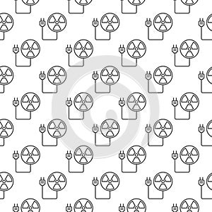 Radiation with Plug vector Radiation Warning linear seamless pattern