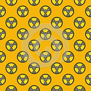 Radiation Radioactive Warning vector colored seamless pattern