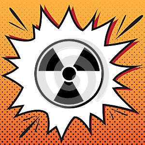 Radiation Round sign. Vector. Comics style icon on pop-art background.. Illustration.