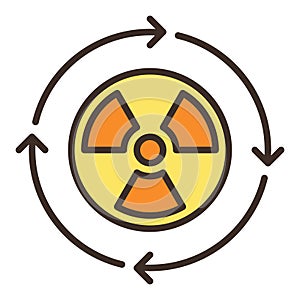 Radiation sign with Arrows vector nuclear renewable energy colored icon or symbol