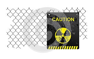 radiation sign on chainlink fence