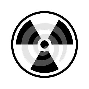 Radiation sign. Danger radioactive warning on container isolated on white background. Contamination symbol. Black trefoil icon photo