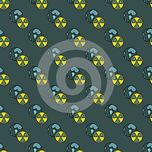 Radiation Sign with Earth Globe vector colored seamless pattern