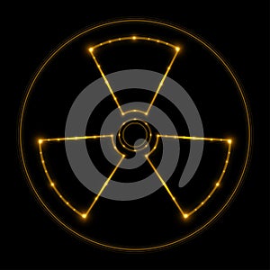 Radiation sign, glowing lines. Vector