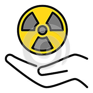 Radiation sign on Hand vector Radiology colored icon or design element