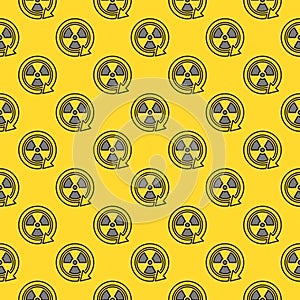 Radiation sign inside Arrow vector Danger Zone colored seamless pattern