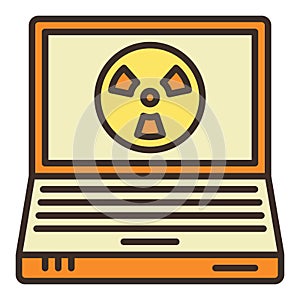 Radiation sign on Laptop Computer Screen vector colored icon or logo element