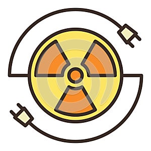 Radiation sign and Plugs vector colored icon or symbol