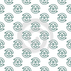 Radiation sign with Plugs vector seamless pattern in thin line style