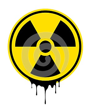 Radiation sign. Warning symbol. Grunge effect. Radioactive vector flat icon