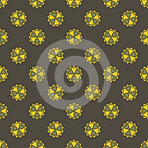 Radiation from Sun vector Space Nuclear Weapon colored seamless pattern
