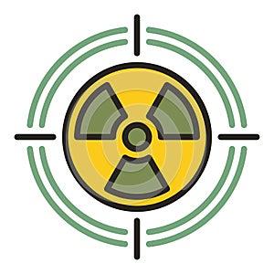 Radiation symbol inside Target vector colored icon