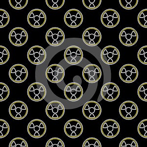 Radiation vector radioactive warning dark outline seamless pattern