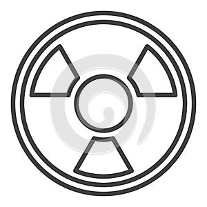 Radiation vector radioactive warning round outline icon or symbol