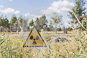 Radiation warning sign in Pripyat