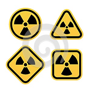 Radiation warning symbols set. nuclear alert signs