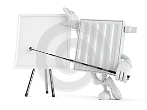 Radiator character with blank whiteboard